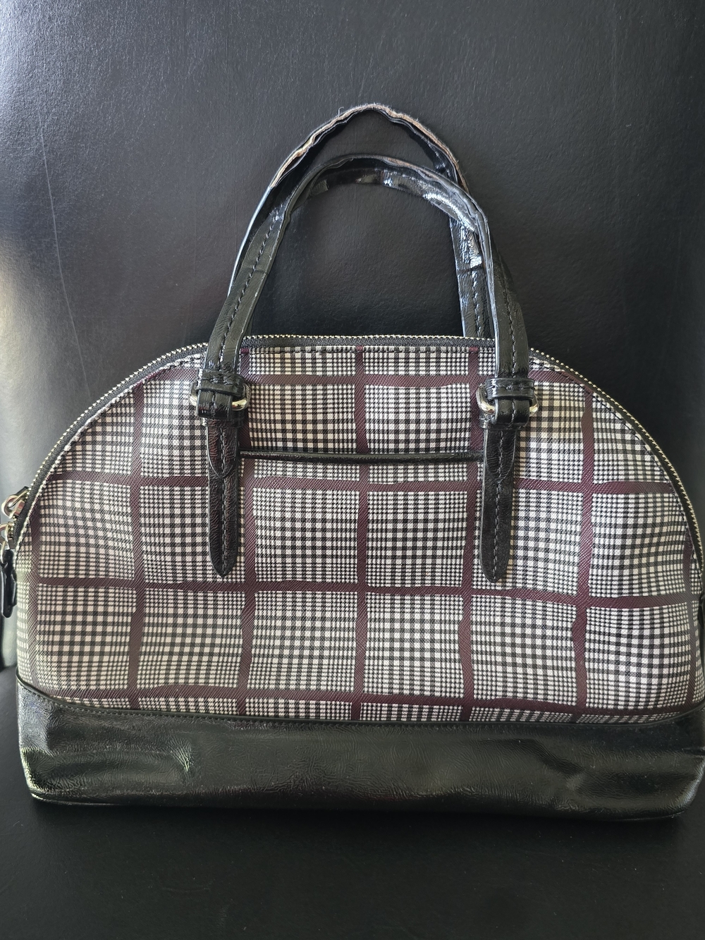 Authentic Coach Peyton Cora Plaid Domed Satchel